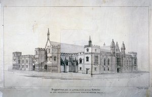 Návrhy na úpravy budov sousedících s Westminster Hall, Londýn, c1825. od James Duffield Harding