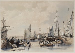 Londýnský přístav, 1834 od James Duffield Harding