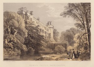 Hrad Warwick, Warwickshire (akvatinta) od James Duffield Harding