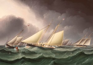 Kolumbie a Wenona kolem jihozápadní bóje Spit Buoy od Jamese E. Butterswortha
