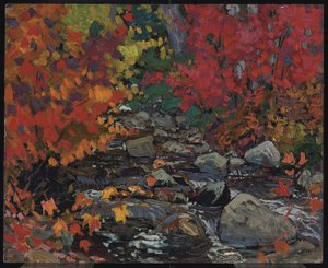 Autumn Leaves, Batchewana, Algoma, cca 1919 (olej na kompozitní dřevovláknité desce)