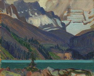 Sněhové mraky, jezero OHara, 1929 (olej na lisovaném kartonu)