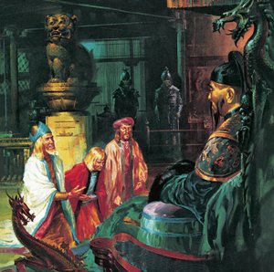 Marco Polo před Kublajchánem, 20. století (litografie)