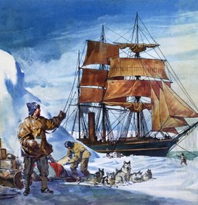Terra Nova v Antarktidě (kvaš na papíře) od James Edwin McConnell