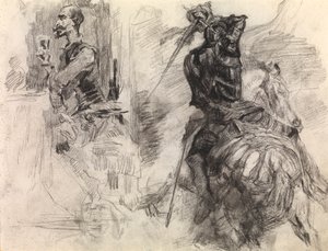 Don Quijote (pastel a černá křída na papíře) od James Ensor