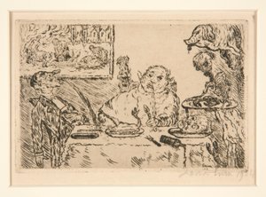 La gourmandise (Obžerství), z portfolia Les p?ch?s capitaux (Smrtelné hříchy) od James Ensor