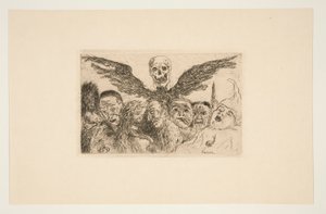 Les septs p?ch?s capitaux domin?s par la mort (Sedm smrtelných hříchů ovládaných smrtí), z portfolia Les p?ch?s capitaux (Smrtelné hříchy) od James Ensor