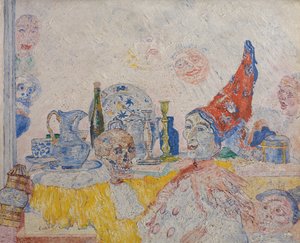 Pierrot a kostlivec ve žlutém hábitu od James Ensor
