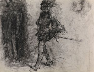 Španěl stojící ve stínu, další muž a hlava v profilu od James Ensor