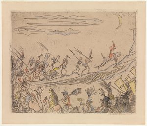 Pekelný korzár, asi 1887 (lept) od James Ensor