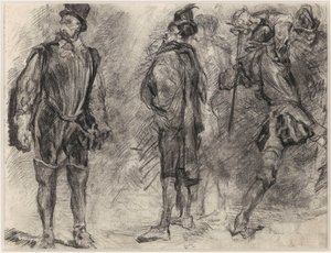 Tři španělští vojáci, z nichž jeden drží meč od James Ensor
