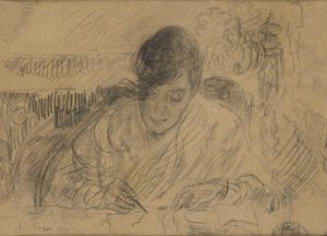 Žena píšící dopis (Ensorova sestra) od James Ensor