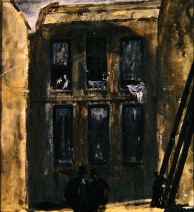 Pouliční scéna, cca 1910 (kvaš na papíře)