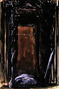 The Bed, cca 1909 (inkoust a kvaš na papíře)