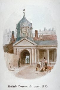 Brána do starého Britského muzea Montague House, Bloomsbury, Londýn, 1850.