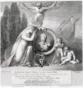 Ikonická kresba na památku našeho zesnulého hrdiny lorda vikomta Horatia Nelsona (1758-1805) od James Fittler