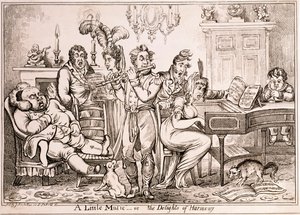 Malá hudba aneb The Delights of Harmony, vyryl William Brocas, vytištěno v Londýně J. Sidebothamem, 1810 od James Gillray