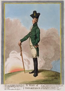 A Man of Importance, publikovala Hannah Humphrey v roce 1799 (ručně kolorovaný lept)