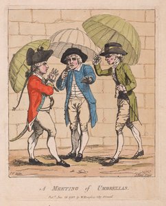 Setkání deštníků, hospoda. 1782 (ručně kolorovaná rytina) od James Gillray
