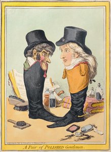 Pár leštěných gentlemanů, vydala Hannah Humphrey v roce 1801 (ručně kolorovaný lept)