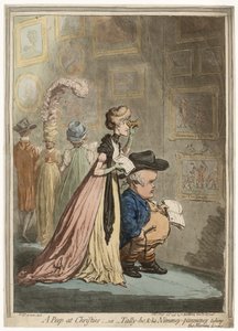 Nahlédnutí do Christies aneb Tally-ho, amp; Jeho Nimeney-Pimmeney bere ranní salonek od James Gillray