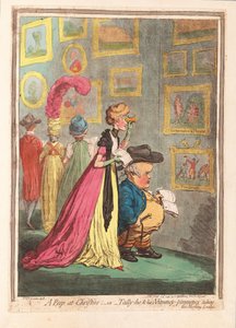 Pohled na Christies; - nebo - tally-ho a jeho Nimeny-pimmeney zabírají ranní salonek, hospodu. 1796 (ručně kolorovaná rytina)
