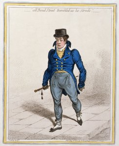 All Bond Street Trembled as he Strode, publikovala Hannah Humphrey, 1802 (lept a rytina)
