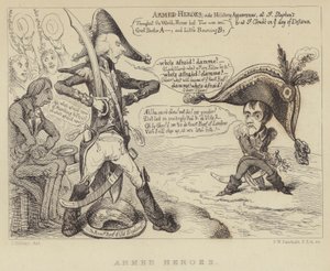 Ozbrojení hrdinové: Britský premiér Henry Addington čelí Napoleonovi a hrozbě francouzské invaze, 1803 od James Gillray