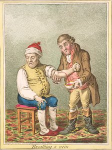 Breathing a Vein, publikoval Hannah Humphrey, 1804 od James Gillray