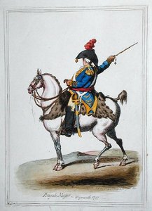 Brigade Major, publikoval Hannah Humphrey v roce 1797 (ručně kolorovaný lept) od James Gillray