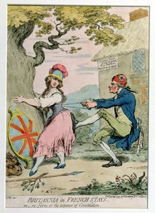 Britannia in French Stays, aneb Re-Form at the Expense of Constitution, publikovala Hannah Humphrey v roce 1793 (ručně kolorovaný lept)