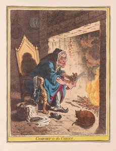 Pohodlí do Corns, hospoda. 1800 (ručně kolorovaná rytina)