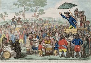 Dům v Kodani, vydala Hannah Humphrey v roce 1795 (ručně kolorovaný lept) od James Gillray