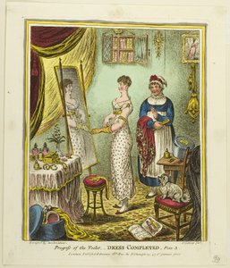 Šaty dokončeny, třetí deska knihy Progress of the Toilet od James Gillray