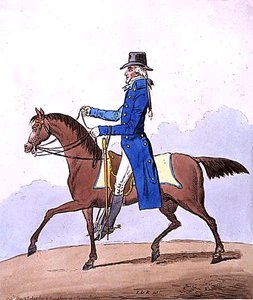 Equestrian Elegance, or A Noble Scot, metamorphosed, publikovala Hannah Humphrey v roce 1803 (ručně kolorovaný lept) od James Gillray