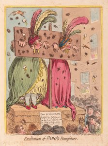 Povýšení dcer Faros, hospoda. 1796 (ručně kolorovaná rytina) od James Gillray