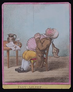 Fast Asleep, publikoval Hannah Humphrey v roce 1806 (ručně kolorovaný lept) (viz také 189789)
