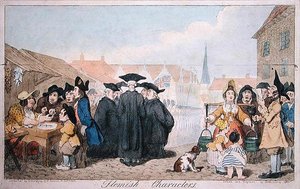 Vlámské znaky, vydal G. Humphrey v roce 1793 (ručně kolorovaná rytina) od James Gillray