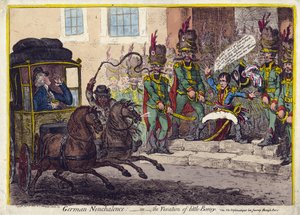NĚMECKÁ NONCHALENCE – ANEB trápení MALÉ KOSTI. 1803 (rytina) od James Gillray