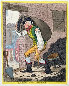Georgey in the Coal-Hole, vydané Hannah Humphrey v roce 1801 (ručně kolorovaný lept)