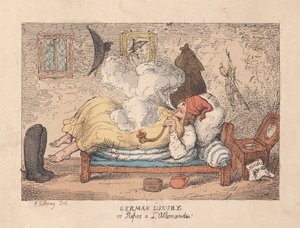 Německý luxus aneb Repos a LAllemande, pub. 1800 (ručně kolorovaná rytina) od James Gillray