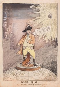 Gloria Mundi, aneb Ďábel oslovující Slunce, hospoda. 1782 (ručně kolorovaná rytina)