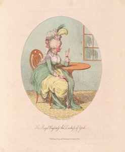 Její královská Výsost vévodkyně z Yorku, pub. 1792 (ručně kolorovaná rytina)