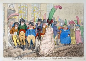 High Change in Bond Street nebo la Politées du Grande Monde, 1796 (ručně kolorovaná rytina)