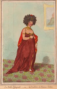 La Belle Espagnole or the Doubling of Madame Tallien, pub 1796 (ručně kolorovaná rytina)