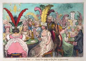 Rout lady Godiny aneb Šmírování papeže Johana, pub. 1796 (ručně kolorovaná rytina) od James Gillray