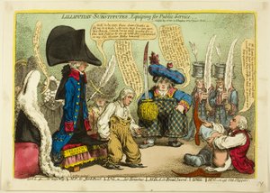 Liliputánští náhradníci, vybavení pro veřejnou službu od James Gillray