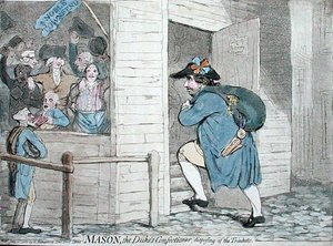 Mason, vévodův cukrář nakládající s cetkami, vydala Hannah Humphrey v roce 1788 (ručně kolorovaný lept) od James Gillray