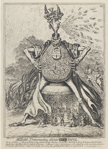 Midas, Transmuting all into Gold Paper, 1797 od James Gillray