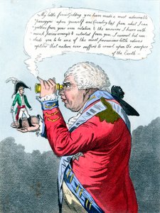 Napoleon a král Jiří III jako Gulliver a král Brobdingnagu, červenec 1803 od James Gillray